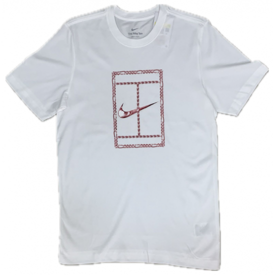 CAMISETA NIKE COURT DRI-FIT HERITAGE - BRANCO/VERMELHO
